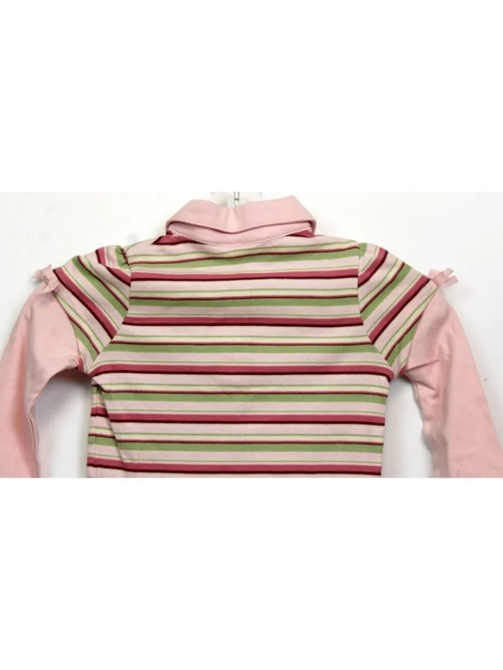 2007 Gymboree Girl Detective Striped Polo sz 4 Long Sleeve Bows Scottie Dog Puff